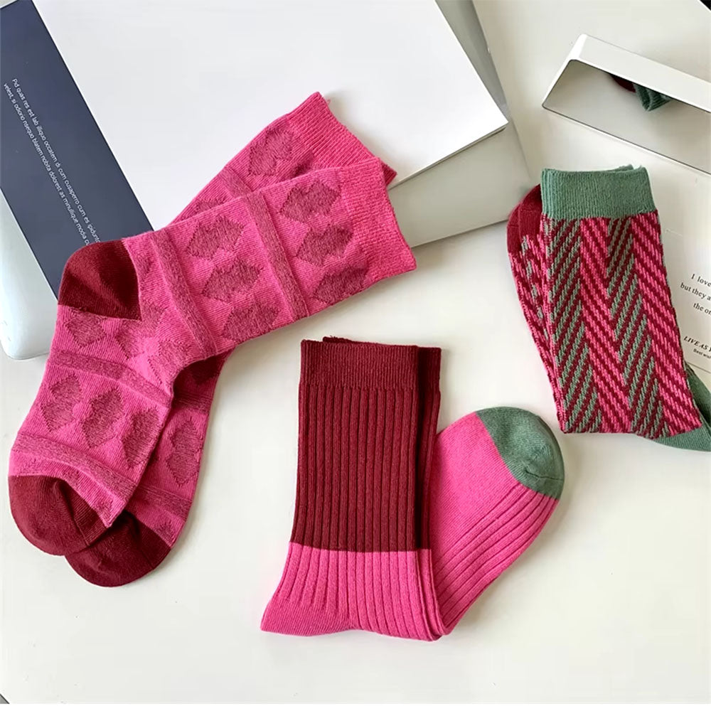 Pink & Green Patterned Socks