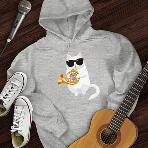 Cat Playing French Horn Hoodie