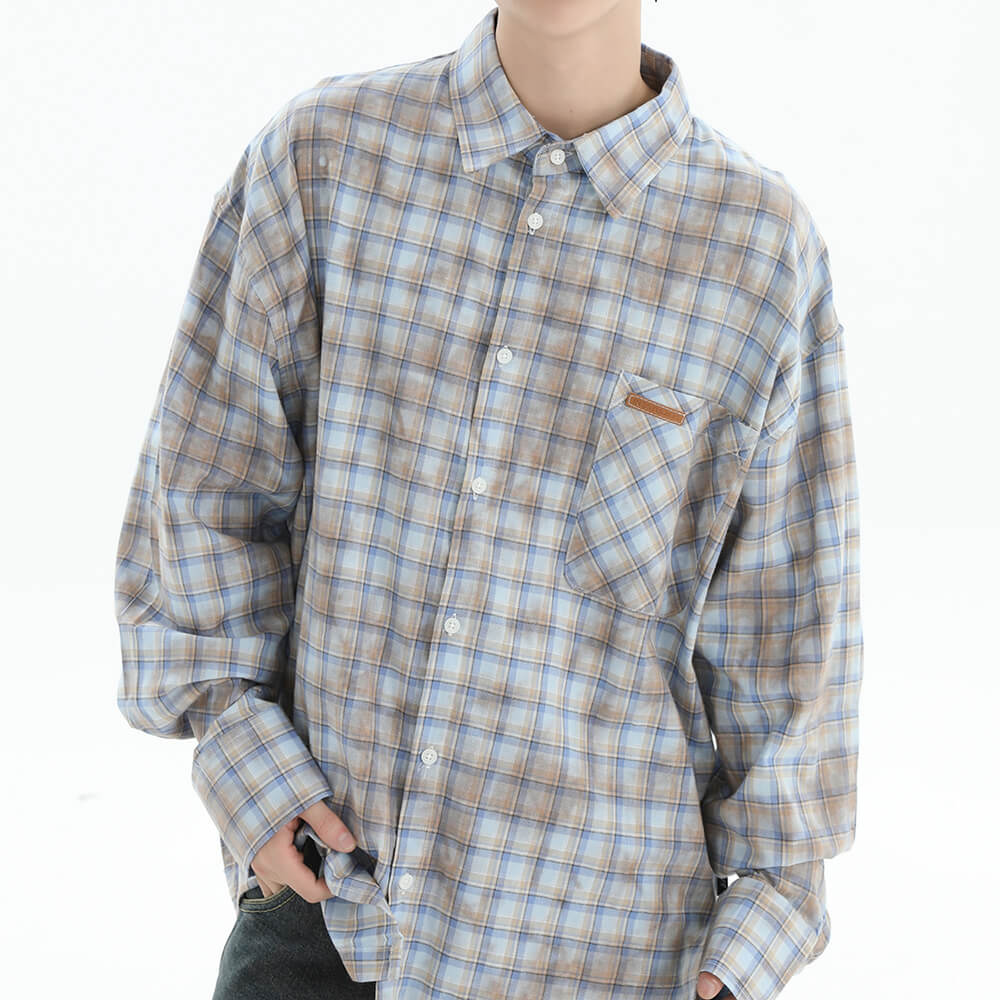 Soft Girl Plaid Button-Up Shirt