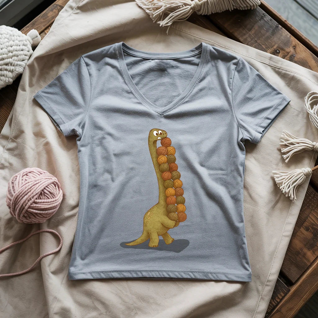 Yarnosaurus Rex Lady V-neck