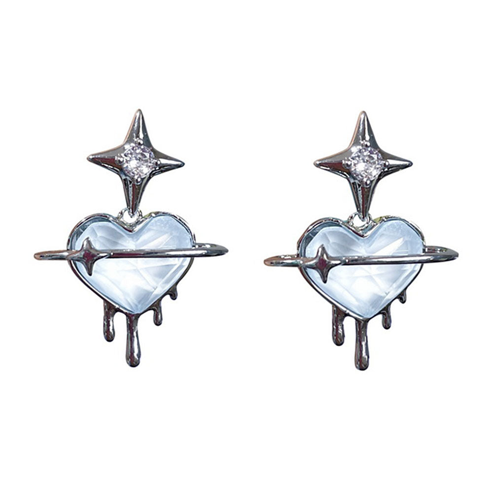 Saturn Star Heart Earrings