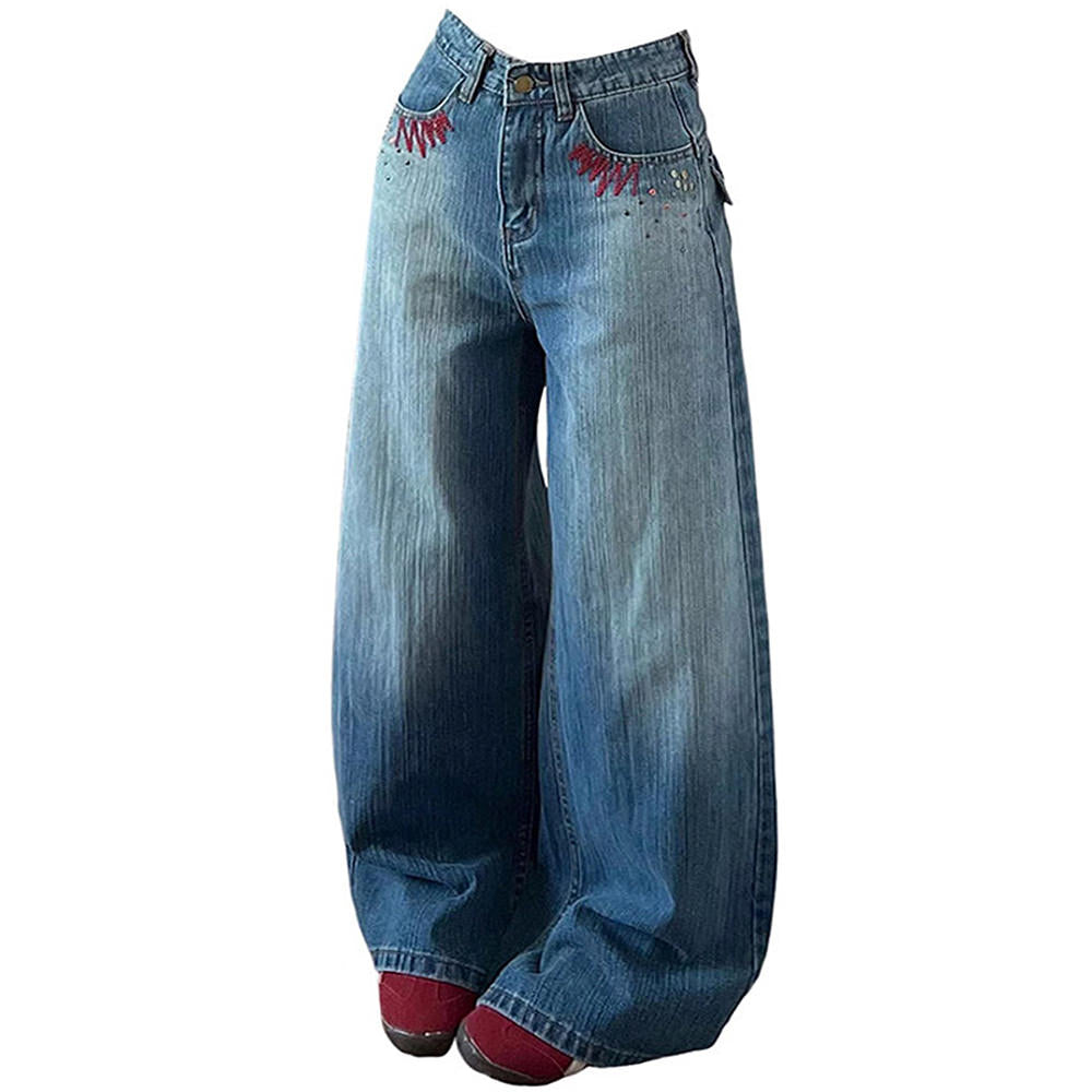 Teen Craft Embroidered Baggy Jeans