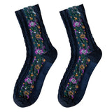 Vintage Embroidered Floral Socks