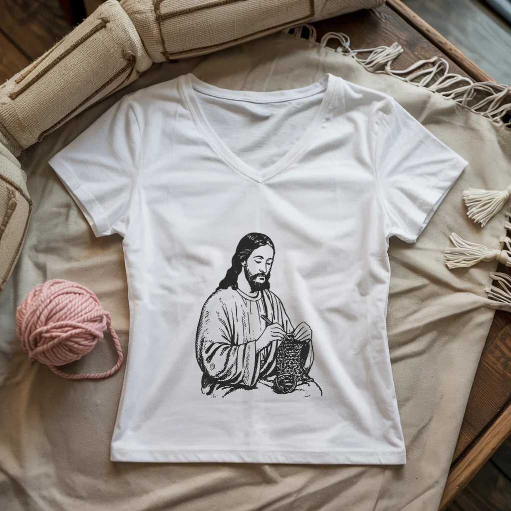 Jesus Crochet Lady V-neck