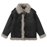 Y2K Fur Trim Aviator Jacket