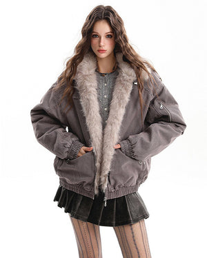 Not Your Babydoll Fur Trim Bomber Jacket