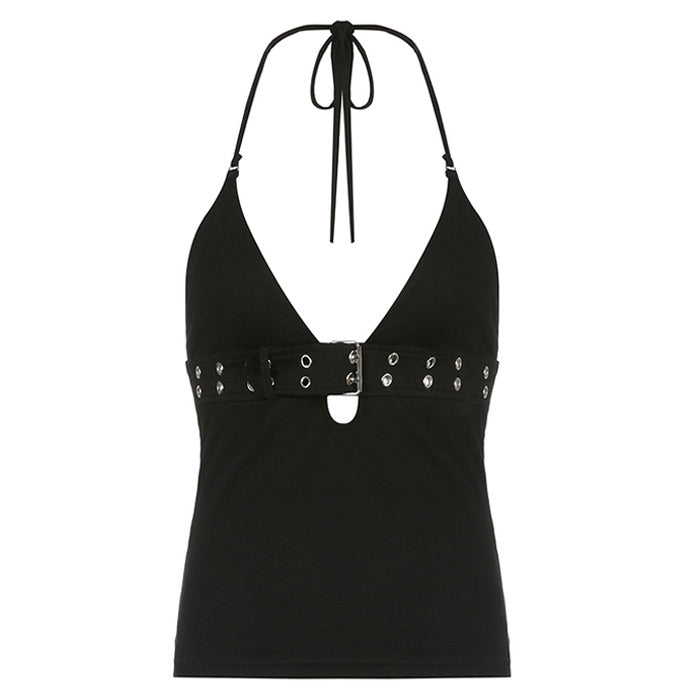 Y2K Buckle Halter Top