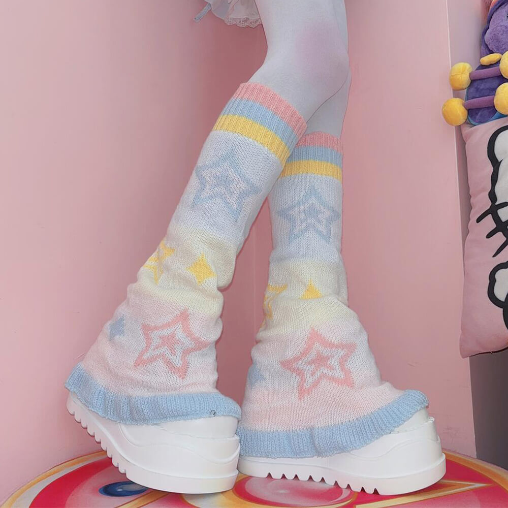 Y2K Pastel Star Leg Warmers