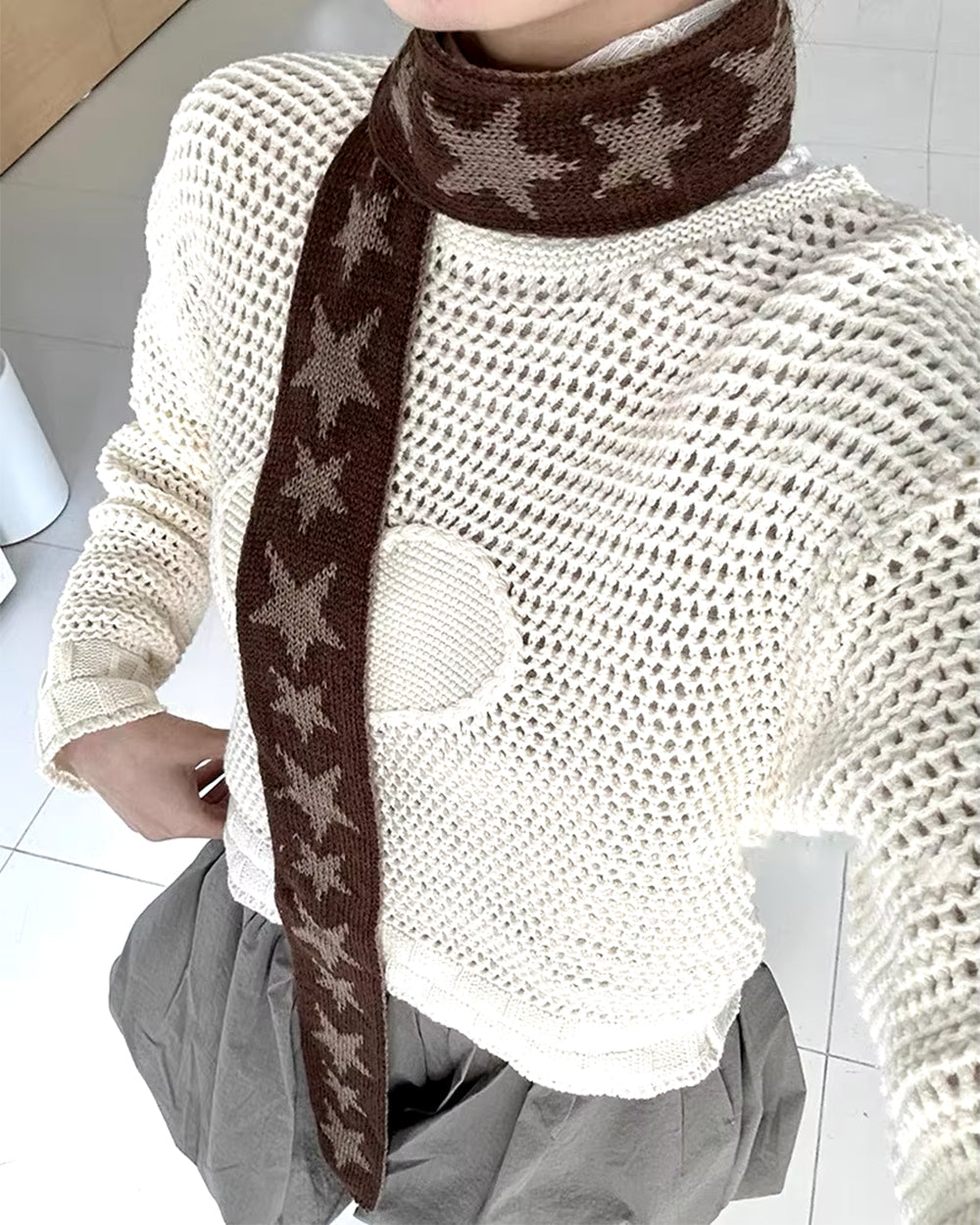 Y2K Star Skinny Scarf